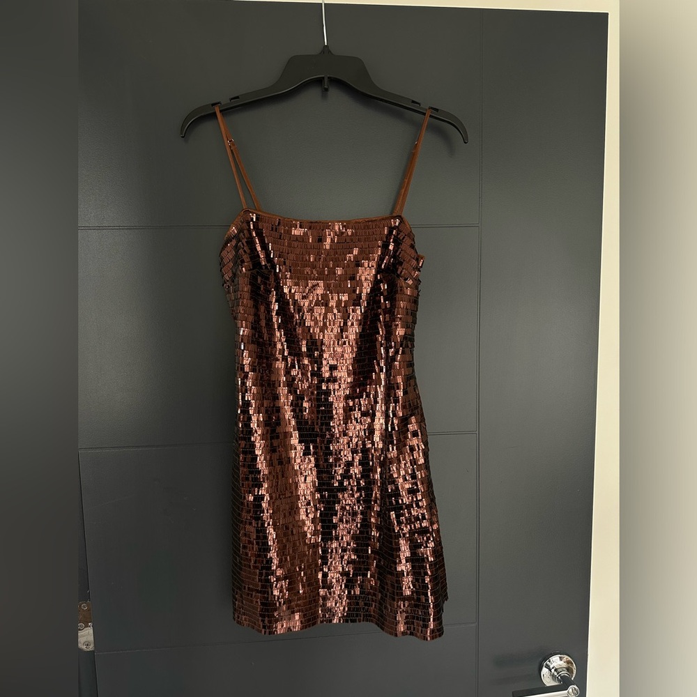 ASTR the label Porsche Brown Sequin Mini Dress